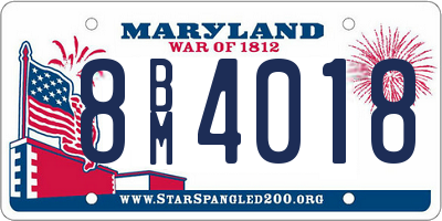 MD license plate 8BM4018