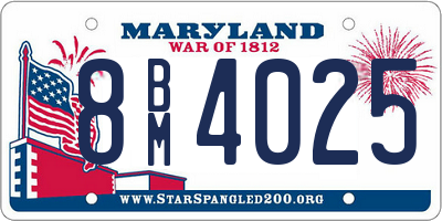 MD license plate 8BM4025