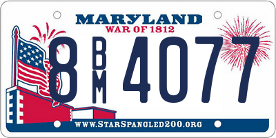 MD license plate 8BM4077