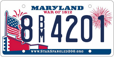 MD license plate 8BM4201