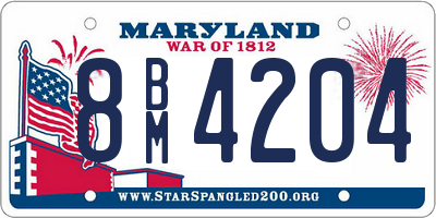 MD license plate 8BM4204