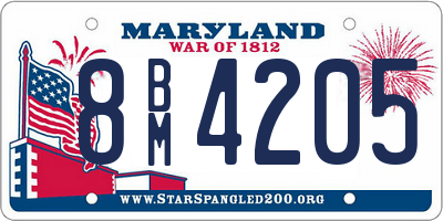 MD license plate 8BM4205