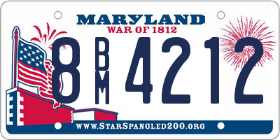 MD license plate 8BM4212