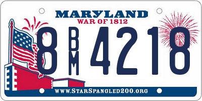 MD license plate 8BM4218