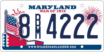 MD license plate 8BM4222