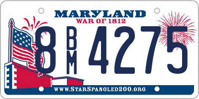 MD license plate 8BM4275