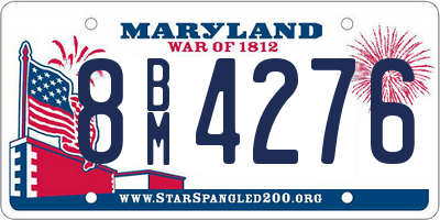 MD license plate 8BM4276