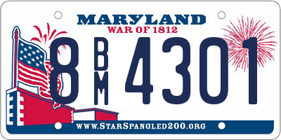 MD license plate 8BM4301