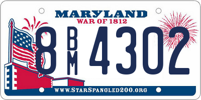 MD license plate 8BM4302