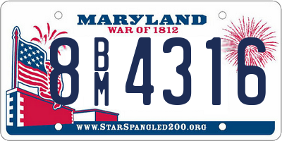 MD license plate 8BM4316