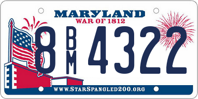 MD license plate 8BM4322