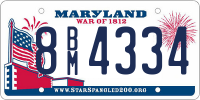 MD license plate 8BM4334