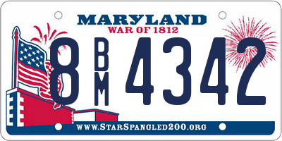 MD license plate 8BM4342