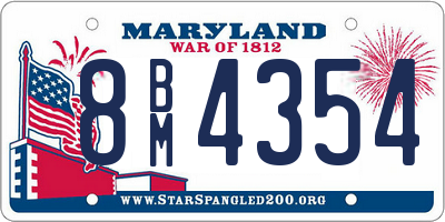 MD license plate 8BM4354