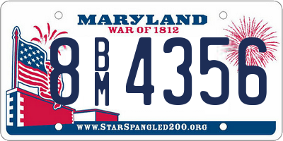 MD license plate 8BM4356