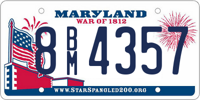 MD license plate 8BM4357