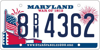 MD license plate 8BM4362