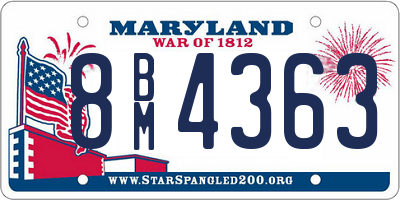 MD license plate 8BM4363