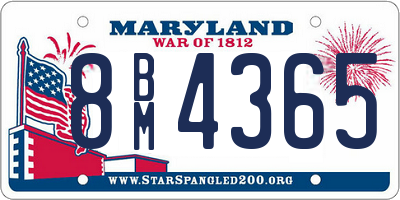 MD license plate 8BM4365