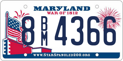 MD license plate 8BM4366