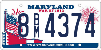 MD license plate 8BM4374