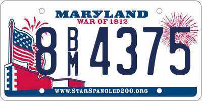 MD license plate 8BM4375