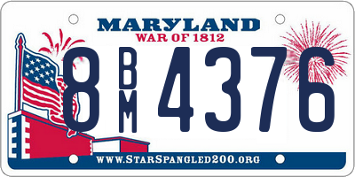 MD license plate 8BM4376