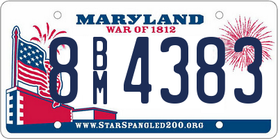 MD license plate 8BM4383