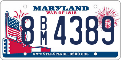 MD license plate 8BM4389