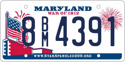 MD license plate 8BM4391