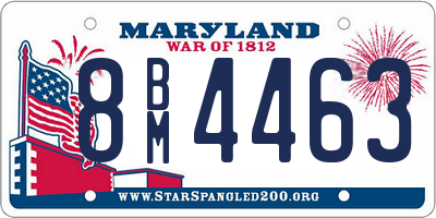 MD license plate 8BM4463