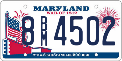 MD license plate 8BM4502