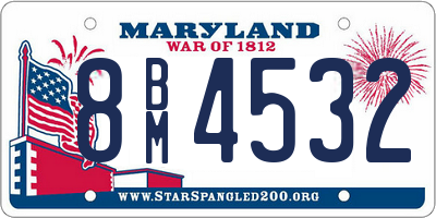 MD license plate 8BM4532