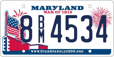 MD license plate 8BM4534