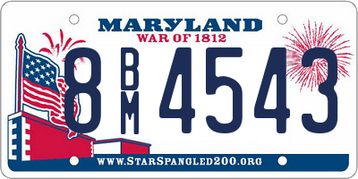 MD license plate 8BM4543