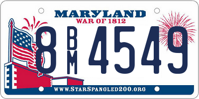 MD license plate 8BM4549