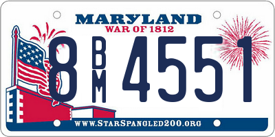 MD license plate 8BM4551