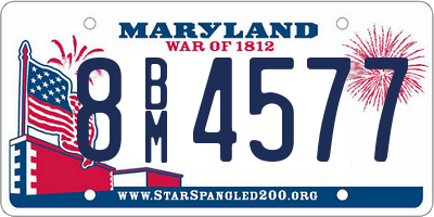 MD license plate 8BM4577