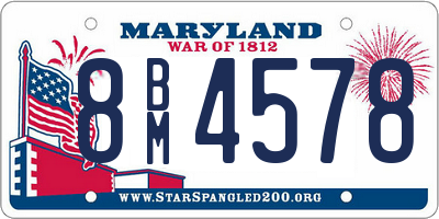 MD license plate 8BM4578