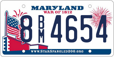 MD license plate 8BM4654