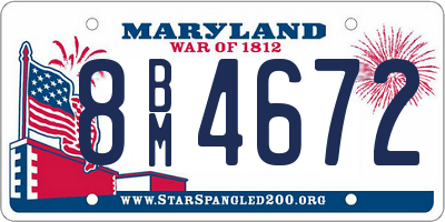 MD license plate 8BM4672