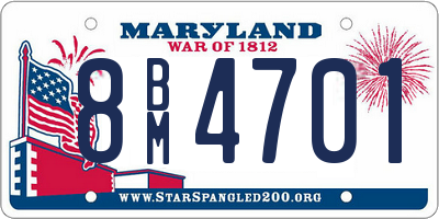 MD license plate 8BM4701