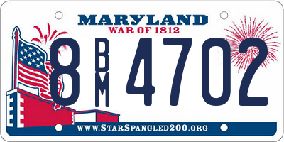 MD license plate 8BM4702