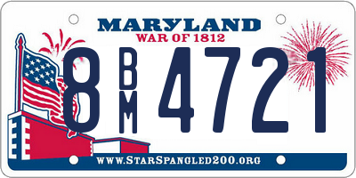 MD license plate 8BM4721