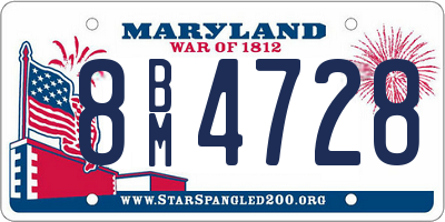 MD license plate 8BM4728