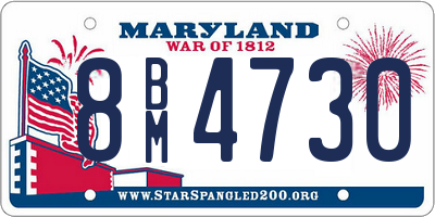 MD license plate 8BM4730