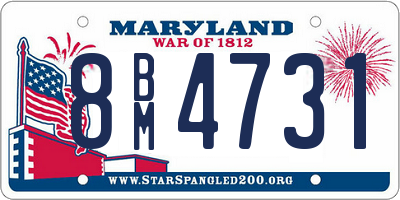 MD license plate 8BM4731