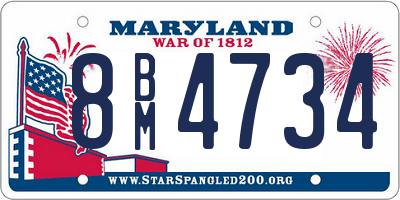 MD license plate 8BM4734