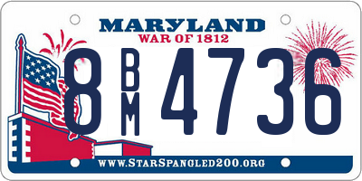 MD license plate 8BM4736