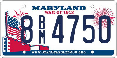 MD license plate 8BM4750